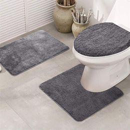 3pcs Toilet Cover Seat Non-Slip Fish Scale Bath Mat Bathroom Kitchen Carpet Doormats Decor Warm Soft Cushion WC Cover #T Y200108311l