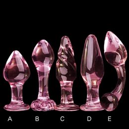 Anal Toys Candiway Exquisite Pink Crystal Glass Anal Plug Adult Masturbation Products Prostate Massager Erotic Toys For Couple 5 Styles 231116