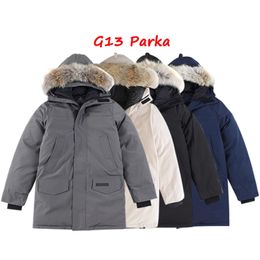 4 cores roupas de grife de luxo de alta qualidade Canadá G13 Langford Parka Mens Casaco Mulheres Jaqueta Real Pele Pato Branco Down Inverno Parkas Ladys Casacos com Emblema S-XXL