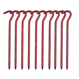 10pcs/set 18cm Aluminium Alloy Tent Pegs With Hooks Garden Stakes Ground Nail For Hammock Camping Guyline Awning Canopy Flysheet Tents SheltersTent Accessories