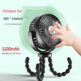 Portable Octopus Fan Handheld USB Fan 5200MAH Rechargeable Mini Fan for Baby Stroller Desktop Outdoor