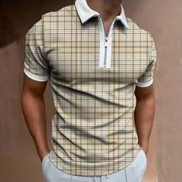 Men's Polos high quality Polo Shirt Men Summer Casual Vintage Plaid Polo shirts short sleeves shirts Men ventilate fashion golfr Tees Tops 230417