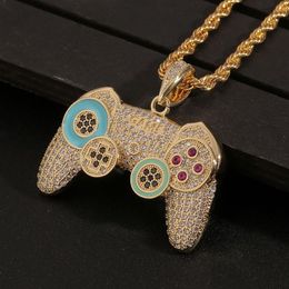 New designed game controller Pendant necklace luxurious Micro inlays diamonds Men Women Hip Hop Punk Necklaces Designer jewelry Hi289b