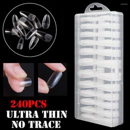 False Nails HEALLOR 240pcs Dtachable Design Semi Matte Full Cover Ballet Almond Tips Coffin No Trace Ultra Thin