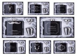 Groomsman gift Personalized Engraved 6oz Hip Flask Stainless Steel With White Black Box Gift Wedding Favors8946977