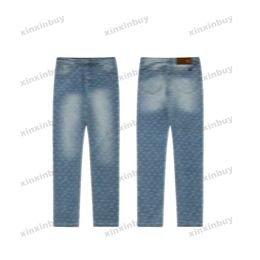 xinxinbuy Men women designer pant destroyed Letter Jacquard Denim 1854 Spring summer Casual pants black gray blue M-3XL