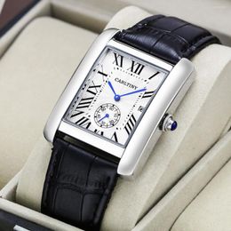 Wristwatches Luxury Watch Business Quartz Men Classic Fashion Rectangle Sapphire Glass Waterproof Clocks CARLTINY 2023