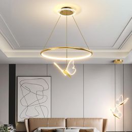 Chandeliers Gold-plated Modern Led Chandelier For Diningroom Bedroom Home Decor Hanging Indoor Lighting Fixtures 110V-220V