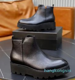 Boots Light Rubber Lug Tread Sole Martin Booties Black Leather Gentleman Motorcycle