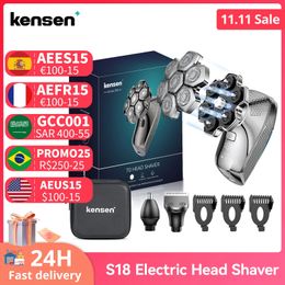Electric Shavers Kensen S18 Electric Head Shaver for Men Rechargeable 7D Floating Cutter Magnetic 5 in 1 Shaver Hair Trimmer Clipper Head Razors 231116
