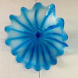 Wall Lamps Ocean Blue Hand Blown Glass Plates Art Luxury Modern Abstract Flower