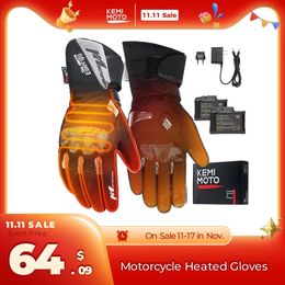 Five Fingers Gloves Motorcycle Heated Gloves Touch Screen Winter Warm Skiing Gloves Waterproof Rechargeable Heating Thermal Gloves For Snowmobile 231117