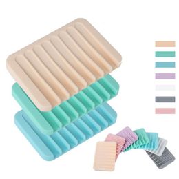 Silicone Soap Dish with Drying Tray Bathroom Soap Storage Box Two-in-one Use Water-free Soap Mat