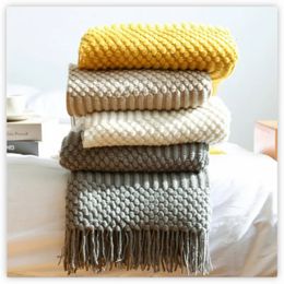 Blankets Textile City Europe Style Faux Cashmere Knitted Blanket Bedspread Embossed Towel B B Sofa Decorate Throw Comfy Acrylic Bedsheet 231116