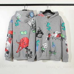 Men's Hoodies Sweatshirts Oversize Hoodie Vintage Graffiti Print Plush Hoodie Sports Men's And Women's T231117