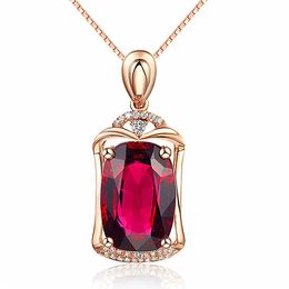 Pendant Necklaces BUDROVKY Vintage Silver 925 Necklace Oval Ruby Zircon Gemstone Geometric Shape Jewelry For Female Wedding Party Wholesal