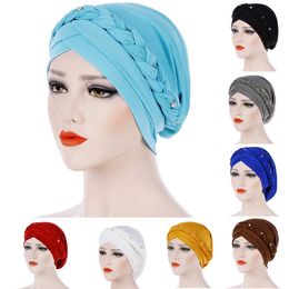 Braid Islamic Milk Silk Polyester Prayer Hats Wraps Hijab Caps Women Muslim Cap Islamic Hijab Turban