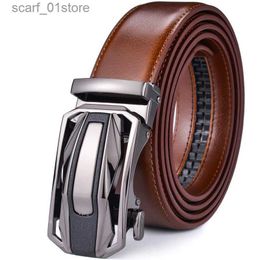 Belts Men's Leather Ratchet Belt Dress with Slide Click Automatic Buckle Plus Size Luxury CeintureL231117
