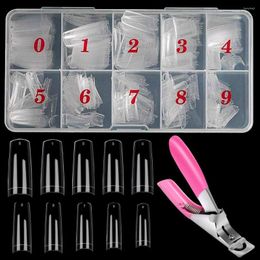 False Nails 500 Pcs Clear French Style Artificial Fake Art 10 Sizes DIY Acrylic Nail Tips Coffin With Box