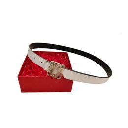 Lowewe Belt Designer Luxury Fashion Top Quality New Buckle Belt Red Decorative Jeans Versatile Top Layer Leather Women's Belt