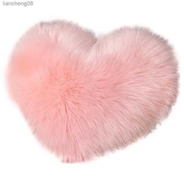 Cushion/Decorative Throw Fuzzy Long Faux Fur Love Heart Fluffy Sofa Bedroom Decoration Back Cushion Home Supplies