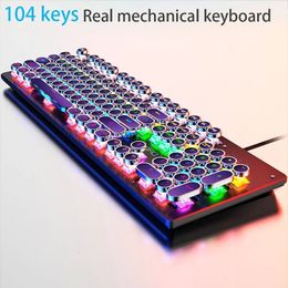 Retro Punk Mechanical Keyboard Blue Black Brown Switch 104 Keys USB Wired Gaming Keyboards RGB Backlit For PC Laptop Gamers 231117