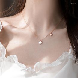 Chains Starfish Star Shell Rose Gold Color Clavicle Chain Necklace For Women Girls Korean Simple Dainty Jewelry Gifts SN2434