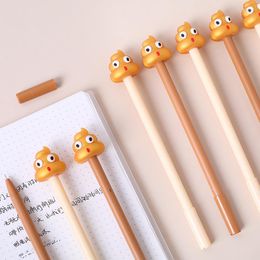 2pcs Golden Poo Decoration Gift Pen Ballpoint Black Color Gel Ink Pens For Writing Funny Novelty Stationery Toy School F978