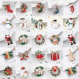 Pins Brooches Luxury Exquisite Christmas Brooch Pin Snowman Santa Claus Boot Garland Fashion Jewellery Gift Christmas Decoration BroochesL231117