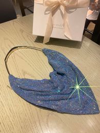 High Quality 10A+ Rhinestone Shiny Wang Diamond Shoulder Bags Luxurys Designers Bag Blue Shimmer Glitter Women Handbag Messenger Lady Party Tote Handbags