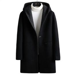 Men's Wool Blends BATMO 2023 Coat Casual Classic Style Woolen jackets Male trench coat hooded overcoat 23096 231116