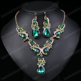 Fashion Multiple Crystal Wedding Jewelry Sets for Women Accessories Peacock Necklace Earrings Bridal Jewelry Sets