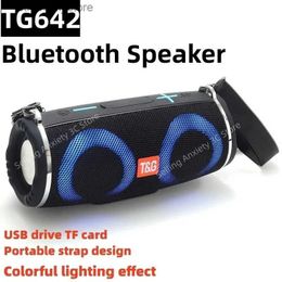Cell Phone Speakers TG642 Bluetooth Speaker Wireless Pillar Color LED Light Small Drum Subwoofer Music Center Boombox caixa de som Bluetooth Q231117