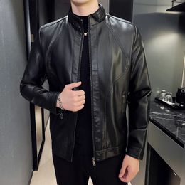 Men's Jackets Men Leather jacket Slim Fashion Streetwear Casual Blazer Male Outerwear mens high quality coats 231116