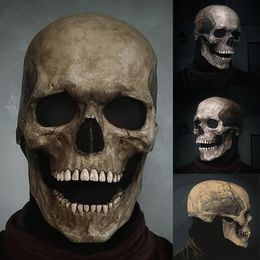 Creepy Halloween Party Face Mask Full Head Skull Helmet Cosplay Props Movable Jaw Creative Funny Unisex Adults Scary Mascaras245V