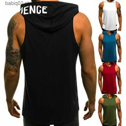 Men's Tank Tops Men's Tank Tops Casual Sleeveless Hoodie Bodybuilding Workout Vest Muscle Fitness Shirts Male Jackets Top T230417
