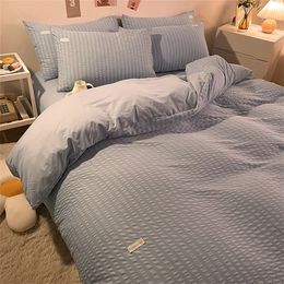 Bedding sets Solid Colour Set King Single Double Bed Sheet Skin Friendly Breathable Duvet Cover Quilt Pillowcase Linens 231116