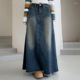 Skirts American Vintage Woman Denim Skirt High Waist Jeans Vestido Fashion