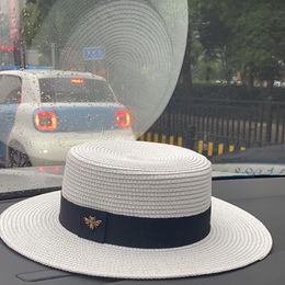 Quality Straw Hat European and American Retro Golden Woven Bowler Hat Female Wide Brim Sun Protection Sunshade Flat-Top Cap