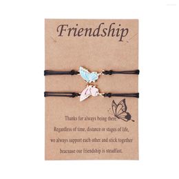 Charm Bracelets Trending Products Butterfly Bracelet Good Friend Alloy Wax Thread Knitting Friendship Card Set