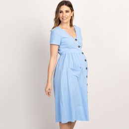 Maternity Dresses Maternity Dresses Pregnant Women Clothes Button Pocket Office Casual Clothes Summer Female Plus Size Pregnancy Dress Graduation 230417