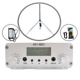 Freeshipping CZE-15A 15W stereo PLL FM transmitter broadcaster GP antenna power KIT Dqnul