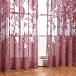 Curtain Burnout Rideau Curtains Bi'g Flower Chinese 3D Window Cortinas Sheer Para Living Room Tulles Only 1pc