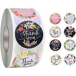 500pcs 1.5 Inch Thank You Stickers 8 Floral Designs of Thank You Label Stickers for Greeting Cards Flower Bouquets Self-Adhesive Labels 1224244