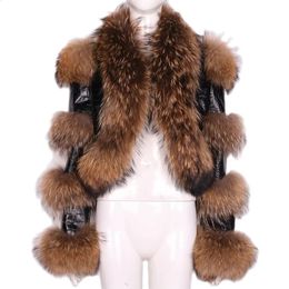 Women's Fur Faux 2023 Women Fashion Genuine Leather Short Natural Jacket Europe and America Autumn winter Raccoon 231116