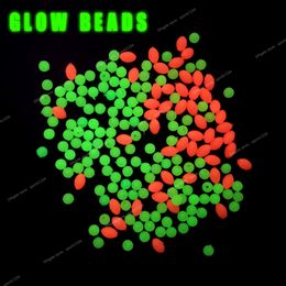 1000/3000PCS Wholesale Red Green Oval Soft Rubber Luminous Fishing Beads Glowing Sink Beads For Fishing Rigs Fishing Lure Tackle FishingFishing Lures oval