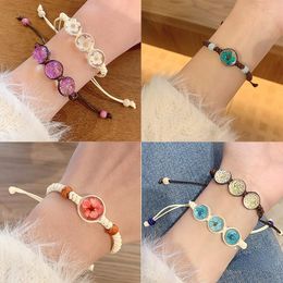 Charm Bracelets Fashion Handmade Colourful Purple Butterfly Flower Bracelet For Women Sweet Animal Pendant Braided Jewelry