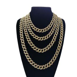 hip hop full diamond cool Cuban necklace men's full diamond punk accessories gold chain width 13mm 18-30inches234O