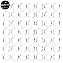 Wholesale 100Pcs Lot Nose Rings Surgical Steel Nose Ring Hoop Ear Studs Nostril Piercing Body Jewelry 6mm 8mm 10mm Body JewelryPiercing Jewelry Fashion Jewelry