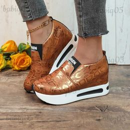 Dress Shoes Platform Wedges Plus Size Women's Shoes PU Leather Sneakers for Women Slip on Casual Woman Comfy Heeled Shoes Zapatos De Mujer T231117